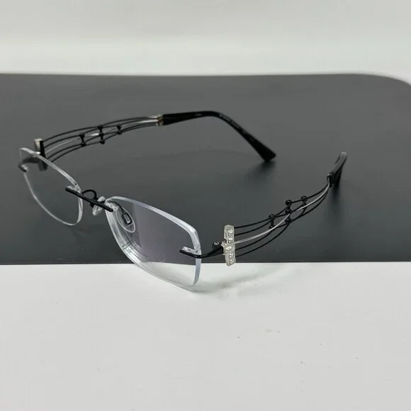 Charmant Eyeglasses XL2010 BK Titan Black Rhinestones Rimless Japan 51 [] 17 135
